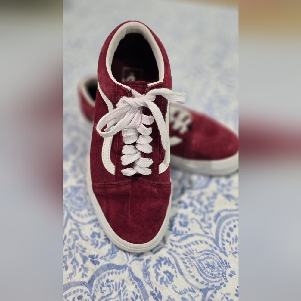 Vans Red and White Suede Sneakers Size 8 Women News - Picture 5 of 8